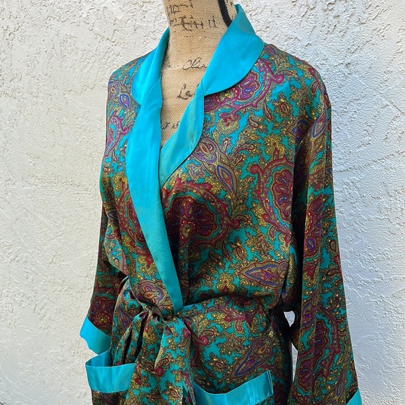 Vintage Victoria’s Secret Gold Label Silky Paisley Kimono Robe (size PS) - Picture 4 of 8